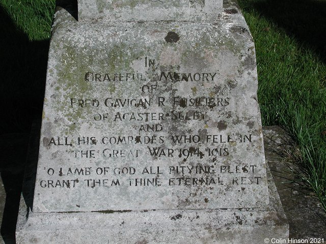 The 1914-1918 War Memorial in Acaster Selby Churchyard.