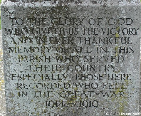 The 1914-1918 War Memorial in Askham Bryan Churchyard.