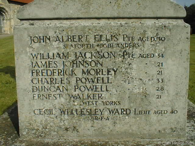 The 1914-1918 War Memorial in Askham Bryan Churchyard.