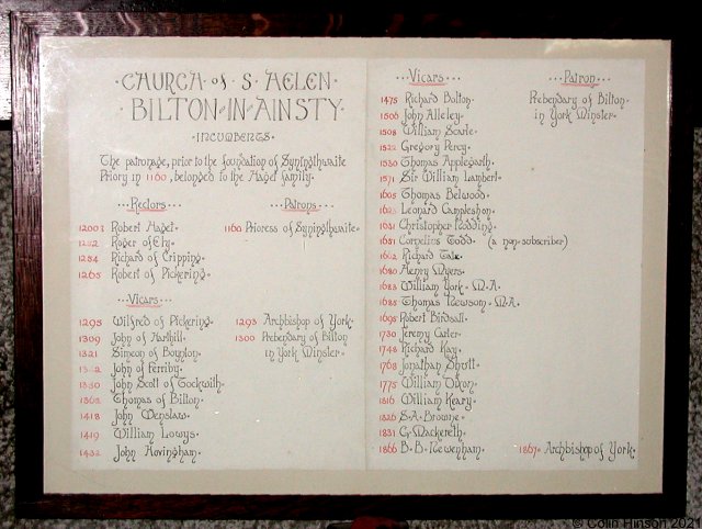 The Incumbents at St. Helen's, Bilton.