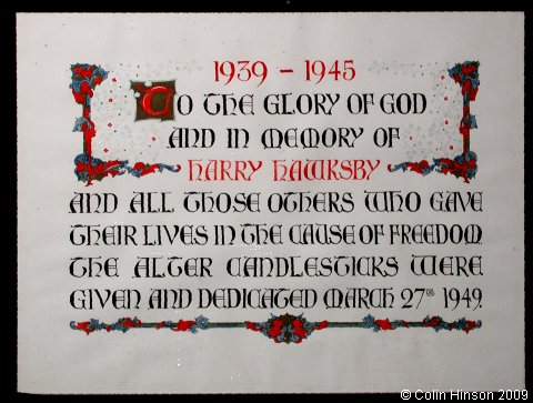 The World War II Memorial plaque in St. Denys's Church, York.