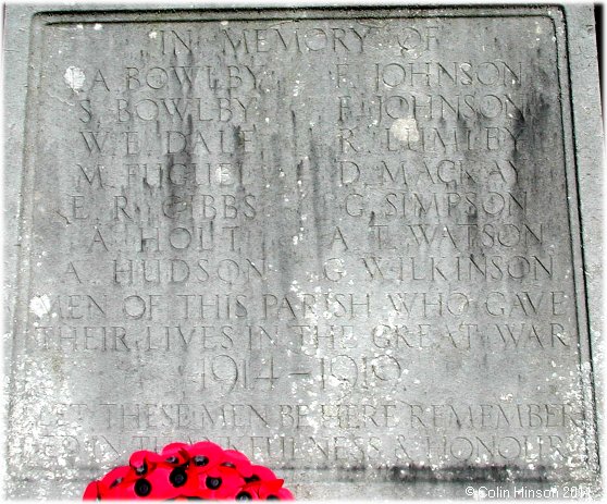 The 1914-1918 and 1939-45 War Memorial at Bishopthorpe.