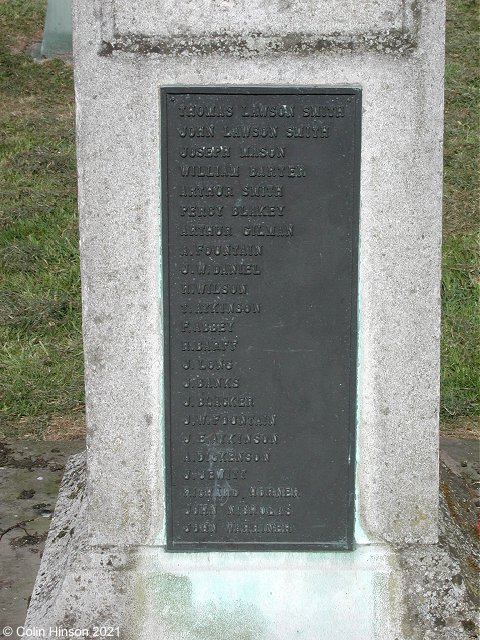 The 1914-1918 War Memorial in Bolton Percy Churchyard.