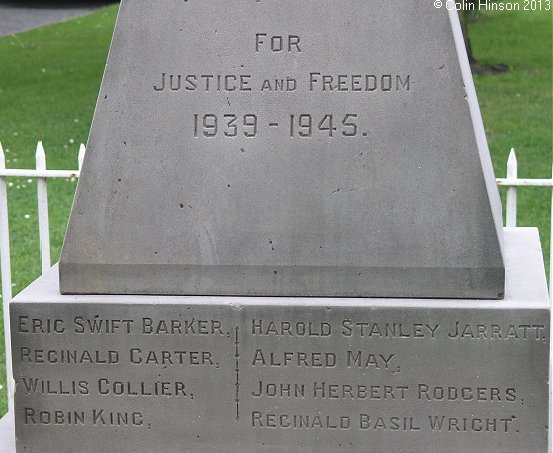 The World War I and II memorial at Copmanthorpe.