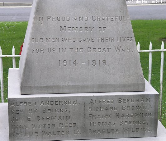 The World War I and II memorial at Copmanthorpe.