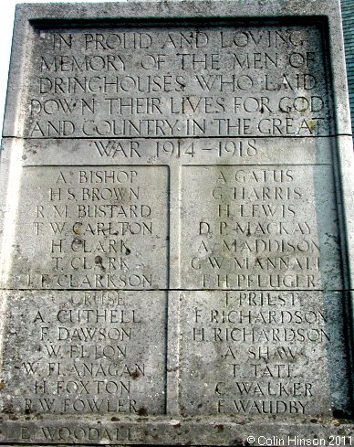 The 1914-1918 and 1938-45 War Memorial at Dringhouses.