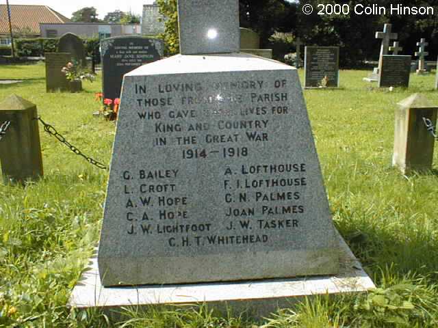 The 1914-1918 War Memorial in Naburn Churchyard.