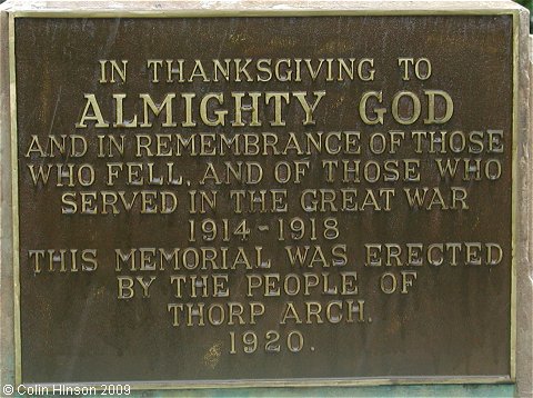 The World War I War Memorial at Thorp Arch.