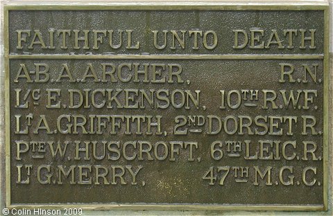 The World War I War Memorial at Thorp Arch.