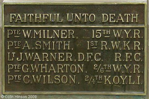 The World War I War Memorial at Thorp Arch.