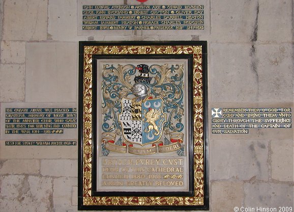 The World War I Memorial to the Choir Boys in York Minster.