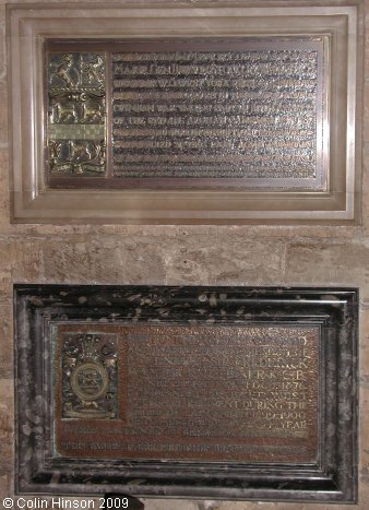 The Memorial plaques to Major Gen. Warren and Sir Frederick Kitchener in York Minster.
