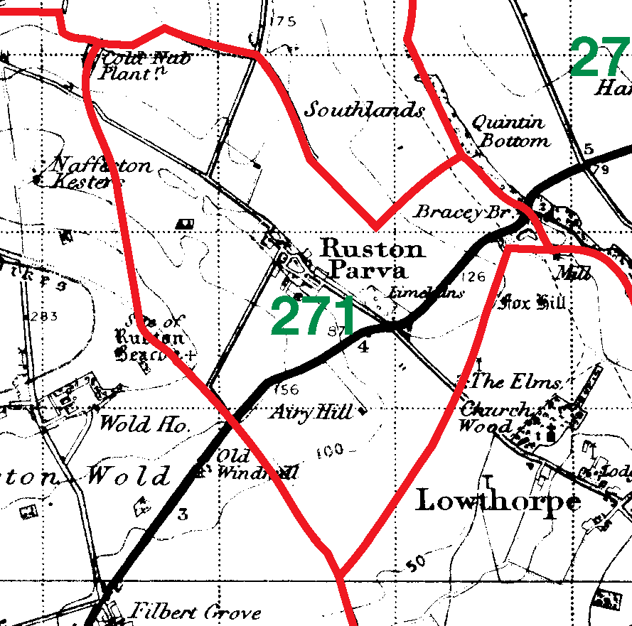 Ruston Parva boundaries map