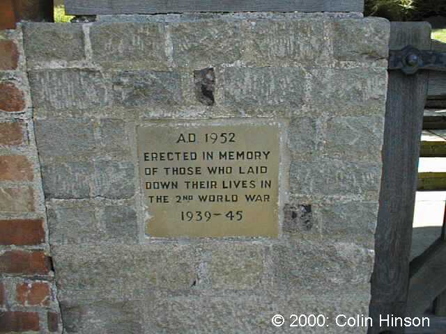 The 1939-1945 Memorial plaques on each side of the Church gate.