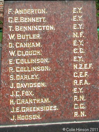 The 1914-18 and 1939-45 War Memorial in Aldbrough Village