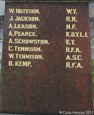 The 1914-18 and 1939-45 War Memorial in Aldbrough Village