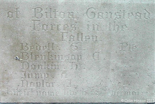 The 1914-1918 War Memorial near the entrance to the church at Bilton.