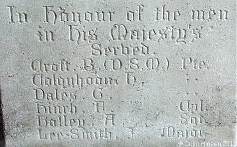 The 1914-1918 War Memorial near the entrance to the church at Bilton.