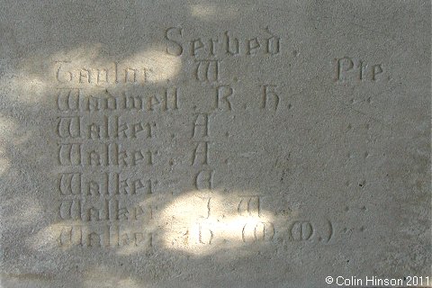 The 1914-1918 War Memorial near the entrance to the church at Bilton.