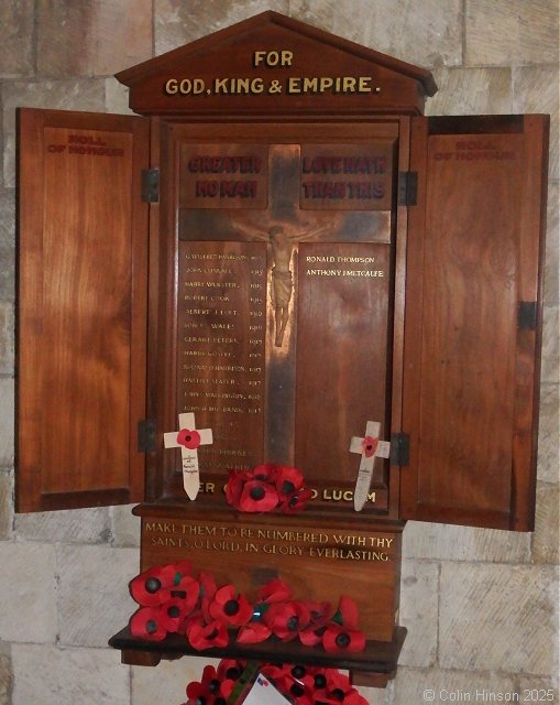 The WWI Roll of Honour in St. Edith's Church at Bishop Wilton.