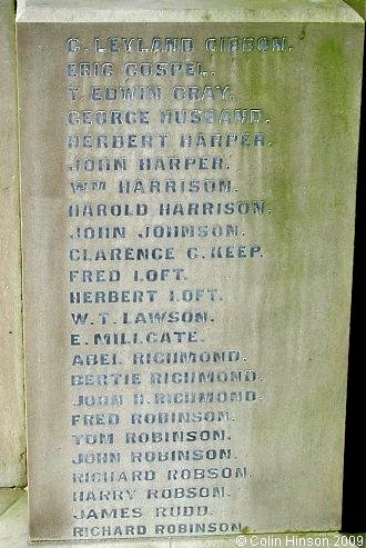 The 1914-18 War Memorial at Bishop Wilton.