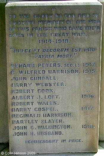 The 1914-18 War Memorial at Bishop Wilton.