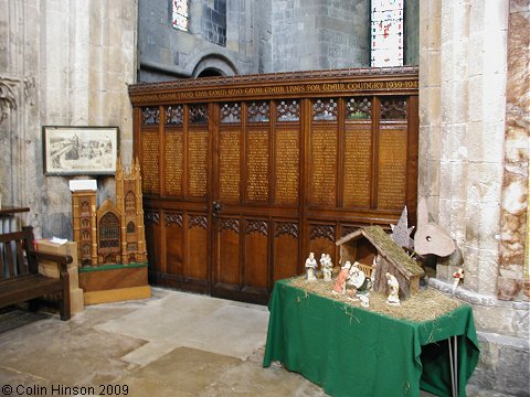 The World War II memorial screen in Priory Church, Bridlington.