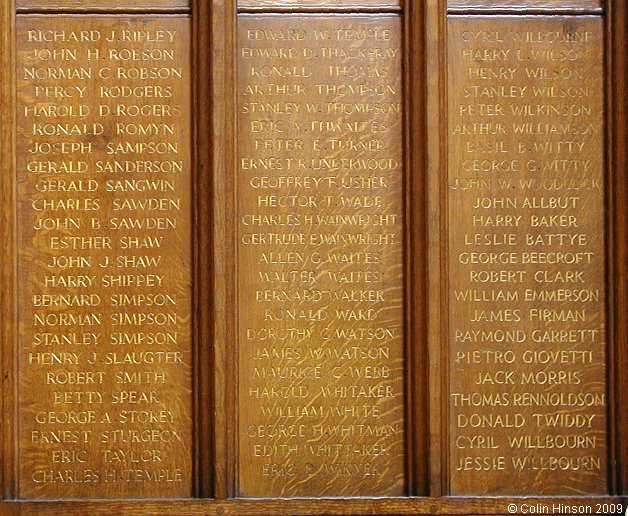 The World War II memorial screen in Priory Church, Bridlington.