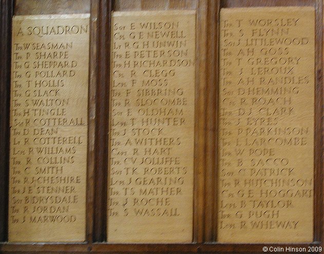 The World War II memorial screen for the 23rd Hussars in Priory Church, Bridlington.