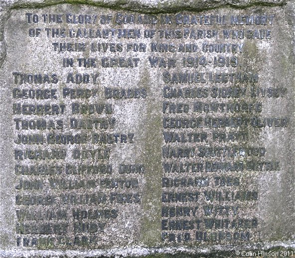 The The War Memorial for WWI and WWII at Bubwith.