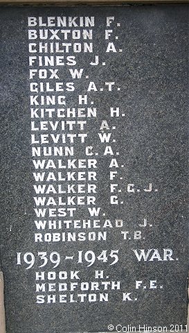 The War Memorial for WWI and WWII in Burstwick Village.