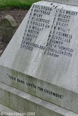 The War Memorial in Cottingham Churchyard.