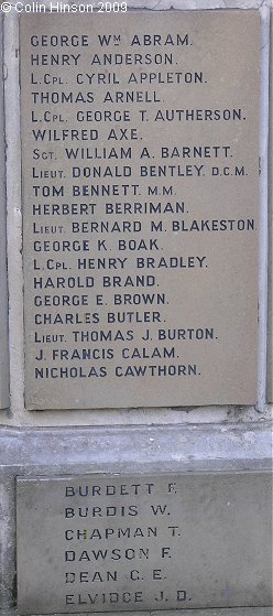 The 1914-18 and 1939-45 War Memorial in the Churchyard at Great Driffield.