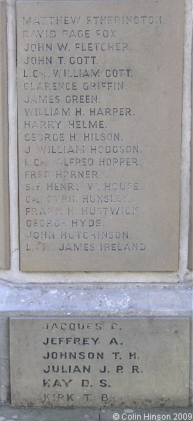 The 1914-18 and 1939-45 War Memorial in the Churchyard at Great Driffield.