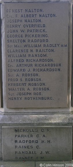 The 1914-18 and 1939-45 War Memorial in the Churchyard at Great Driffield.