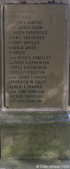 The 1914-18 and 1939-45 War Memorial in the Churchyard at Great Driffield.