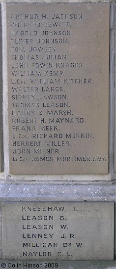 The 1914-18 and 1939-45 War Memorial in the Churchyard at Great Driffield.