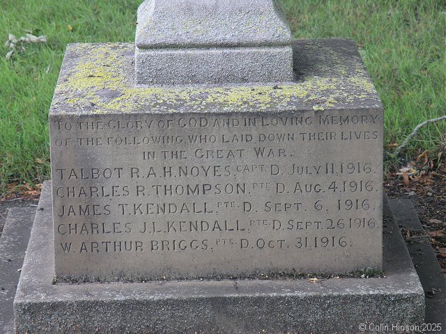 Photograph of the War Memorial in Dunnington Churchyard.
