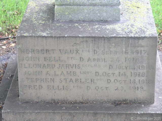 Photograph of the War Memorial in Dunnington Churchyard.