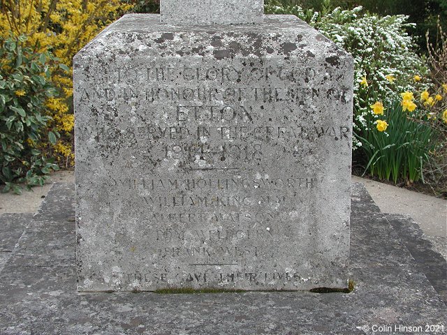 The War Memorial at Etton.