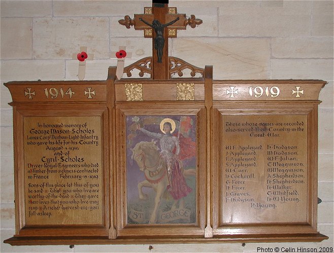 The 1914-19 Memorial Plaques in Fimber Church.