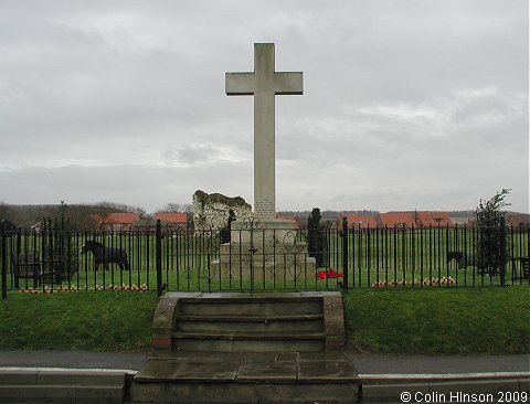 The World War I and II Memorial in front of the castle at Flamborough.