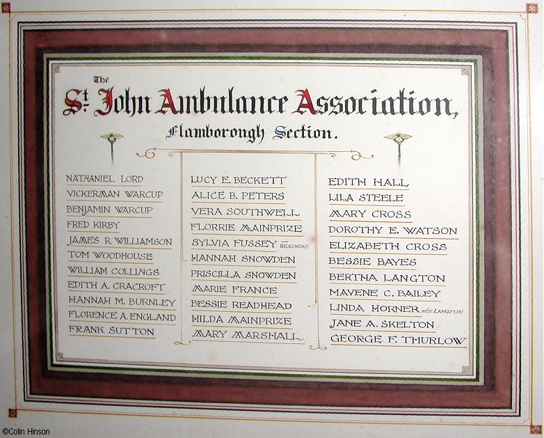 The Flamborough Book of Service, The St John Ambulance Brigade.