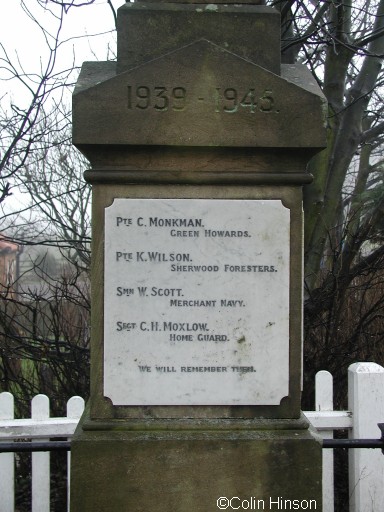 The 1914-18 and 1939-45 War Memorial for Folkton and Flixton, opposite Flixton Cemetery..