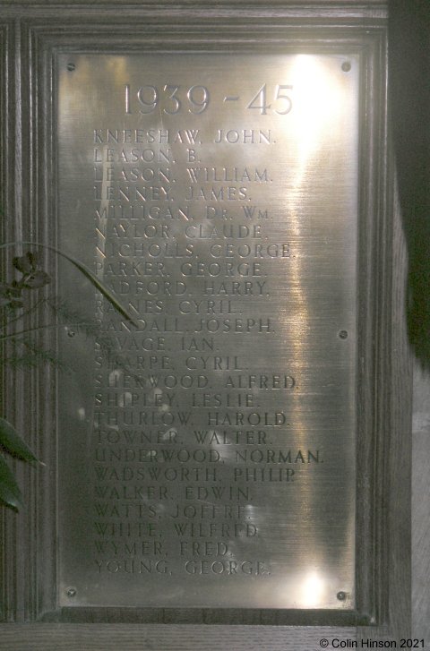 The WWII Memorial plaques in All Saints church.