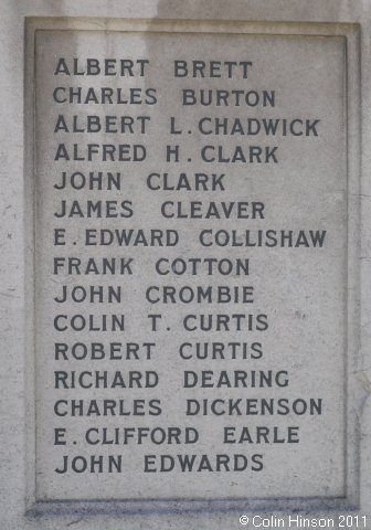 The World War I War Memorial in All Saints churchyard, Hessle.