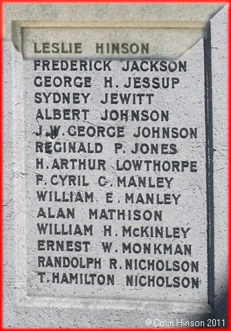 The World War I Memorial in All Saints churchyard, Hessle.