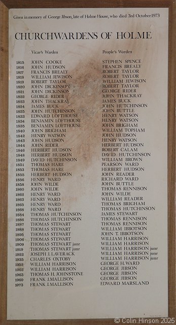The War Memorial Plaque in All Saints Church.