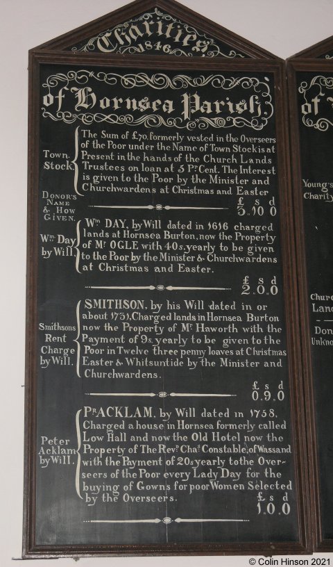 The Charities plaques in St. Nicholas's Church, Hornsea.