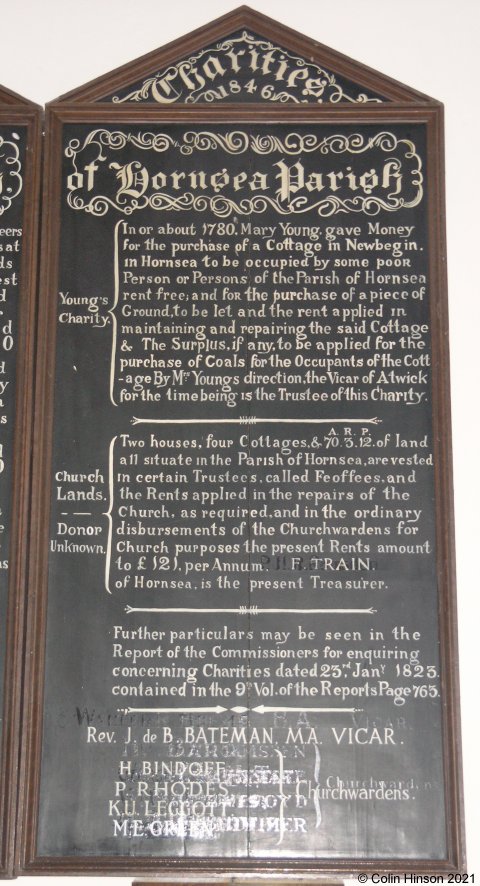 The Charities plaques in St. Nicholas's Church, Hornsea.